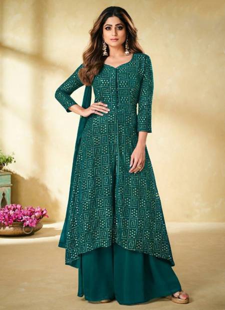 Teal Green Colour AASHIRWAD ETHNIC New Wedding Wear Designer Embroidery Salwar Suits Collection 9178